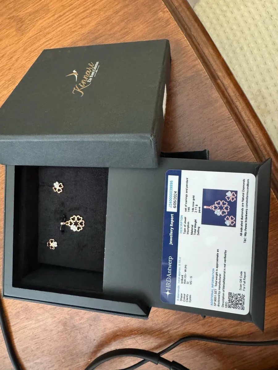 Gold jewellery (certified) with diamonds - Image 1