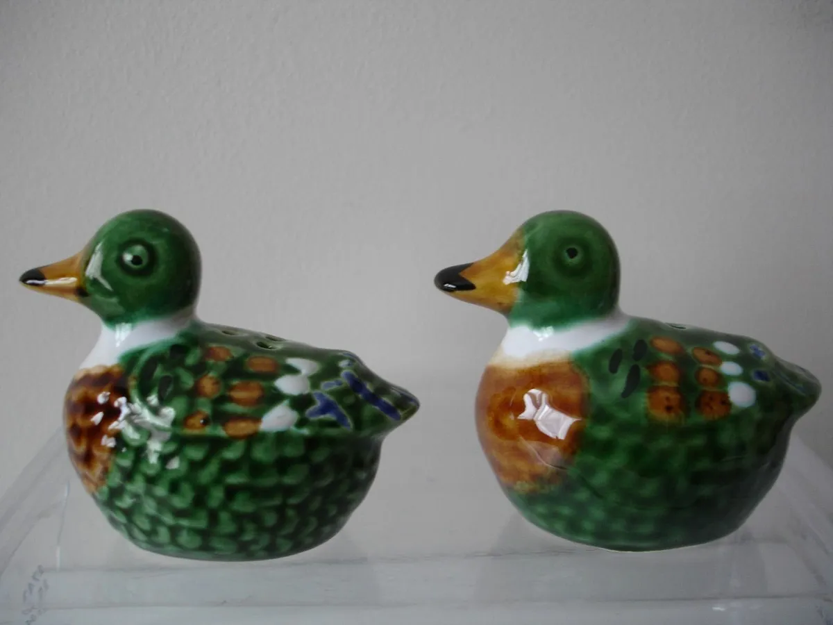 Colourful Mallard  Ceramic Ducks Salt/Pepper - Image 1