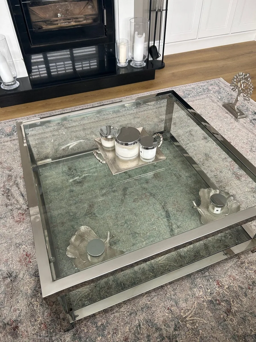 Silver Chrome Glass Coffee table - Image 1