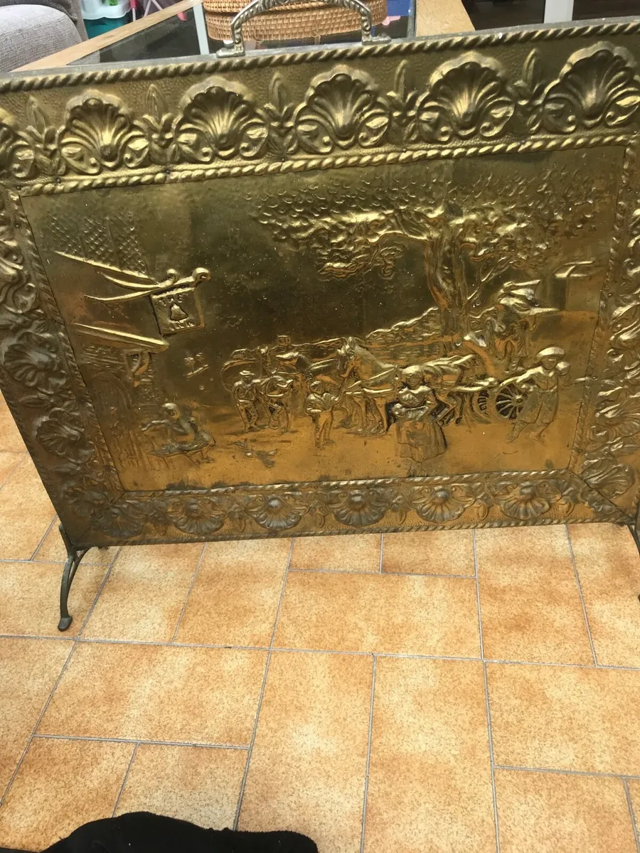 Vintage Pressed Brass Fire screen