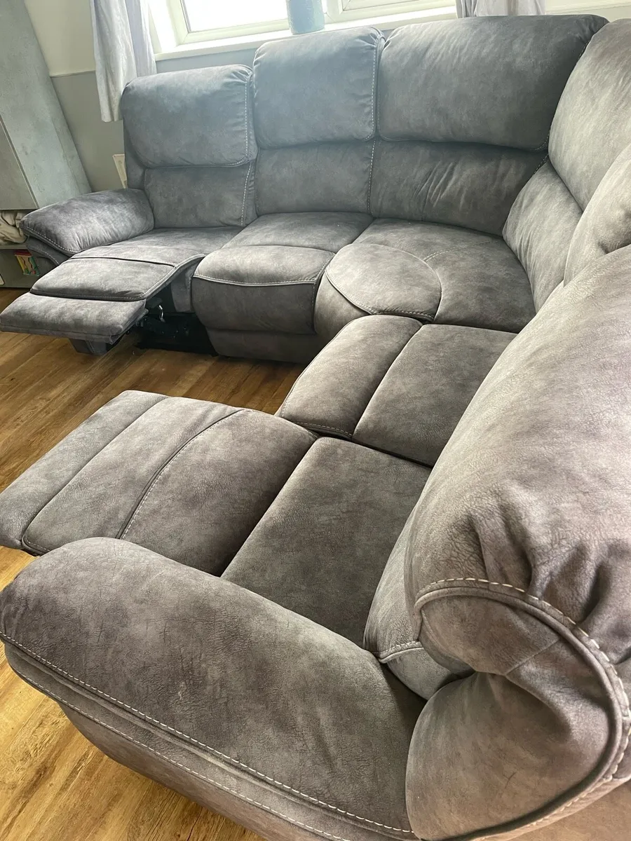 Couch l-shaped velvet recliner - Image 1