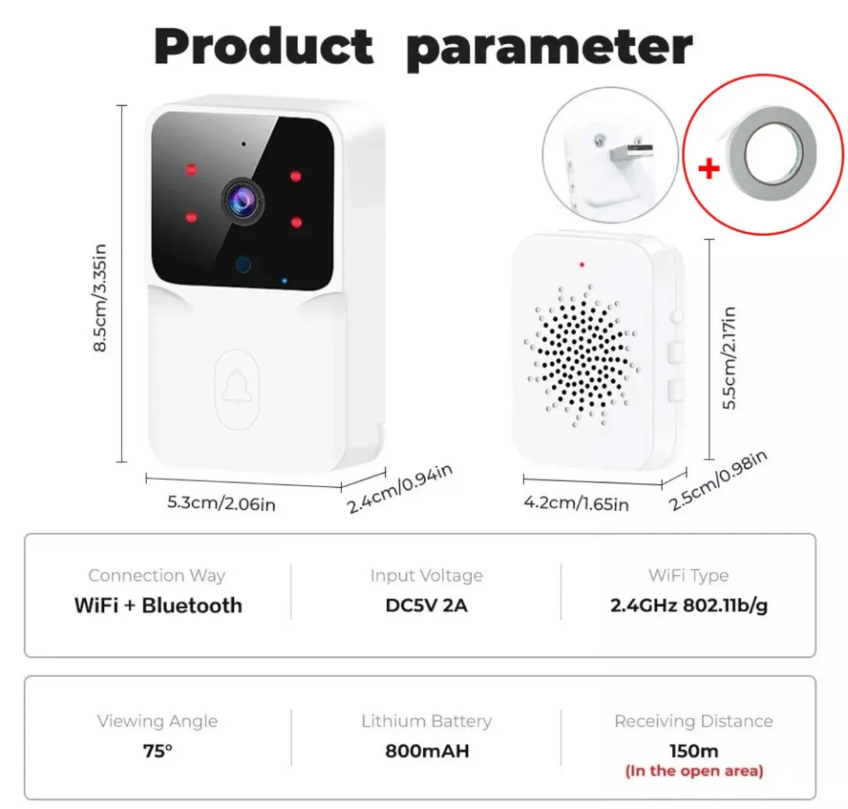 Smart Wireless WiFi Video Doorbell NEW - Image 3