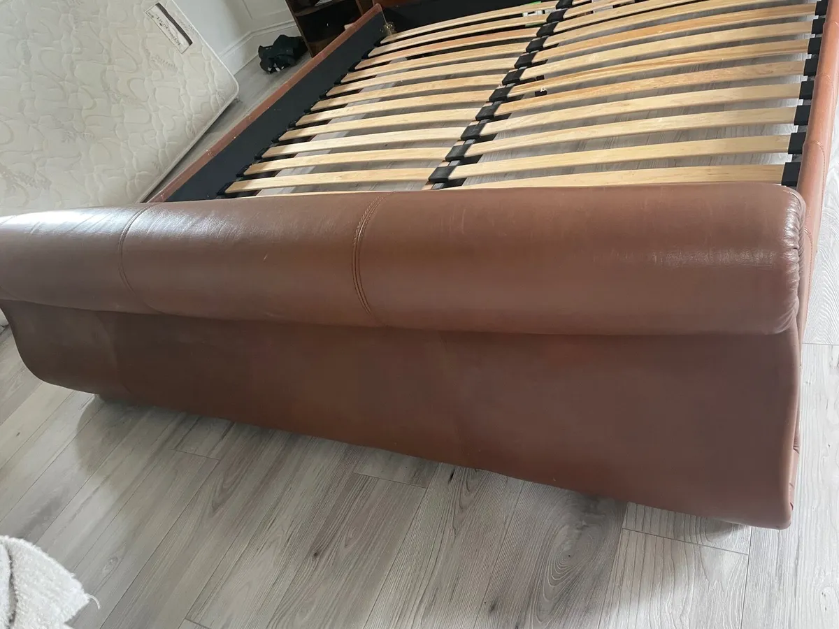 Leather super king size sleigh bed frame - Image 2