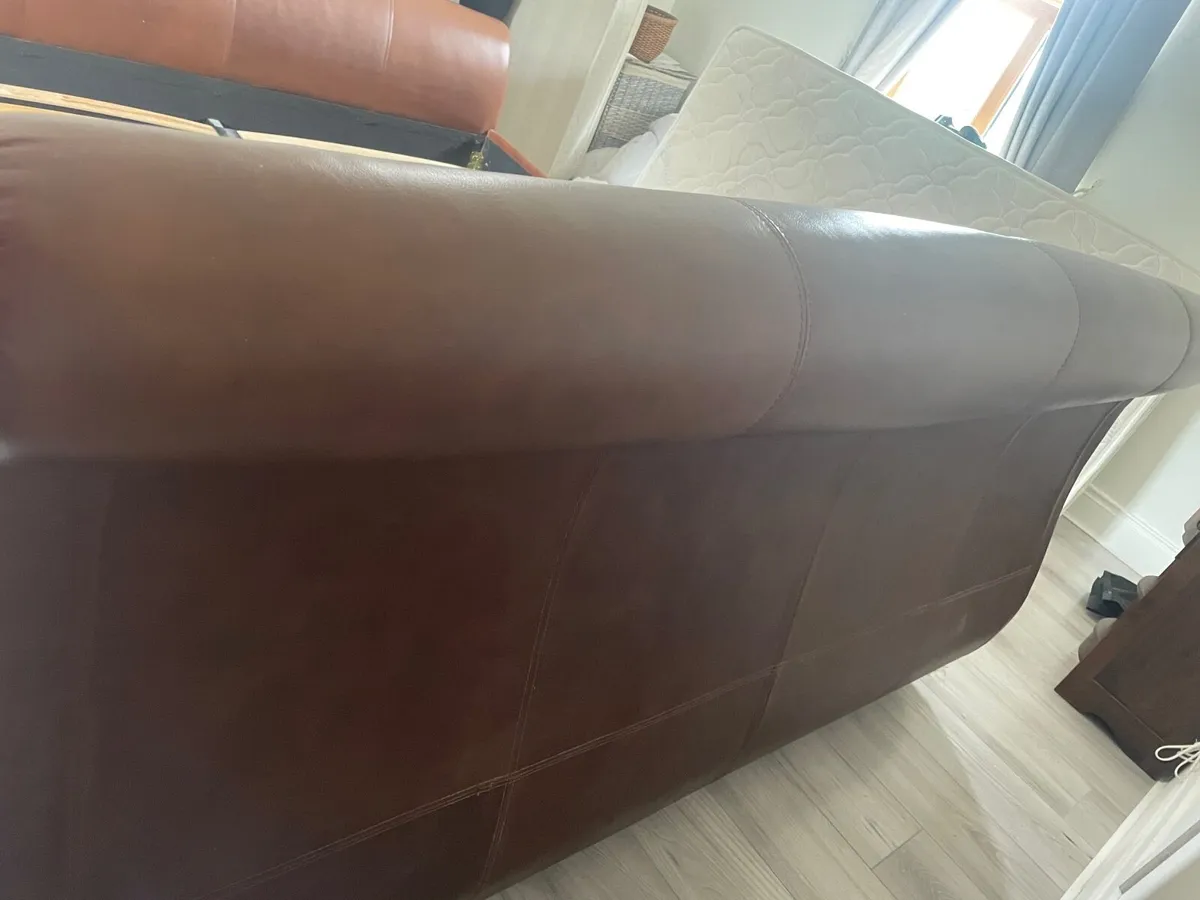 Leather super king size sleigh bed frame - Image 3
