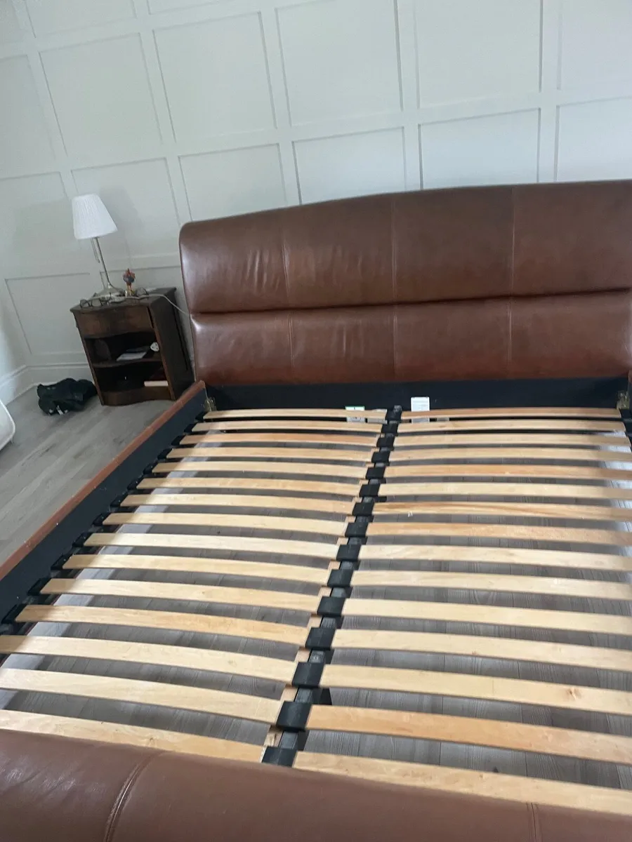 Leather super king size sleigh bed frame - Image 4