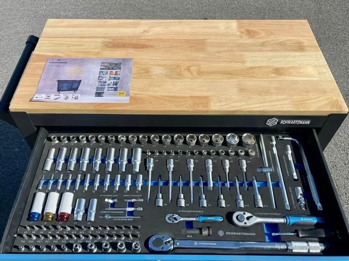 Tool box chest trolley cabinet bench with tools - Image 2