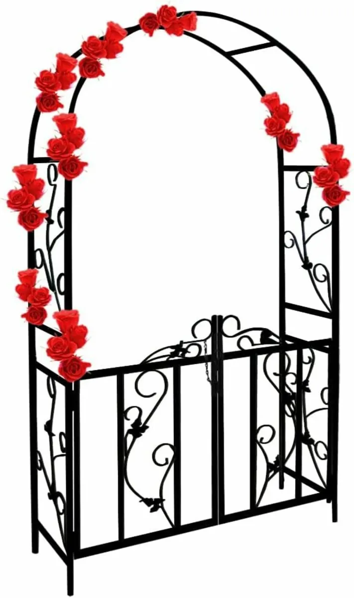 Rose Arch with Lockable Gate Metal Garden Trellis - Image 1