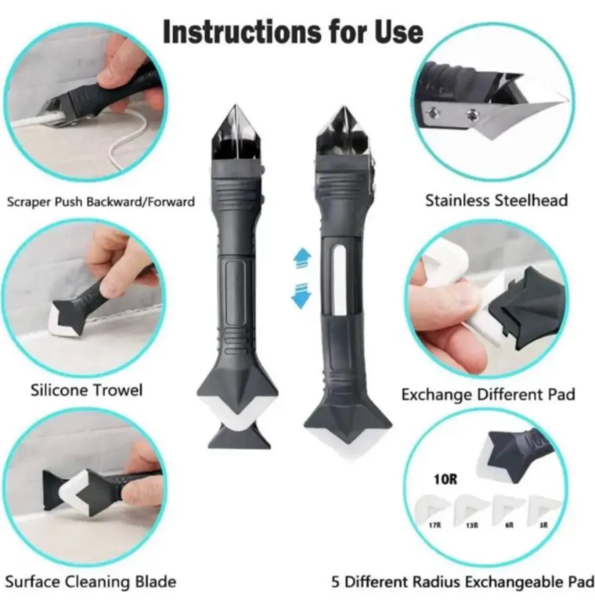 5 in 1 Silicone Sealant Remover Scraper Tool Kit - Image 3