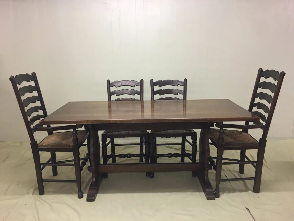 Oak Farmhouse Dining Set - Image 3