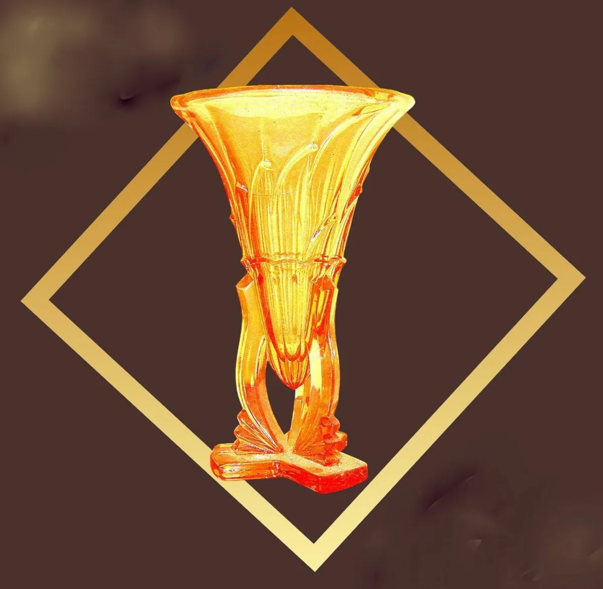 Vintage Art Deco Amber 'Rocket' Style Vase - Image 2