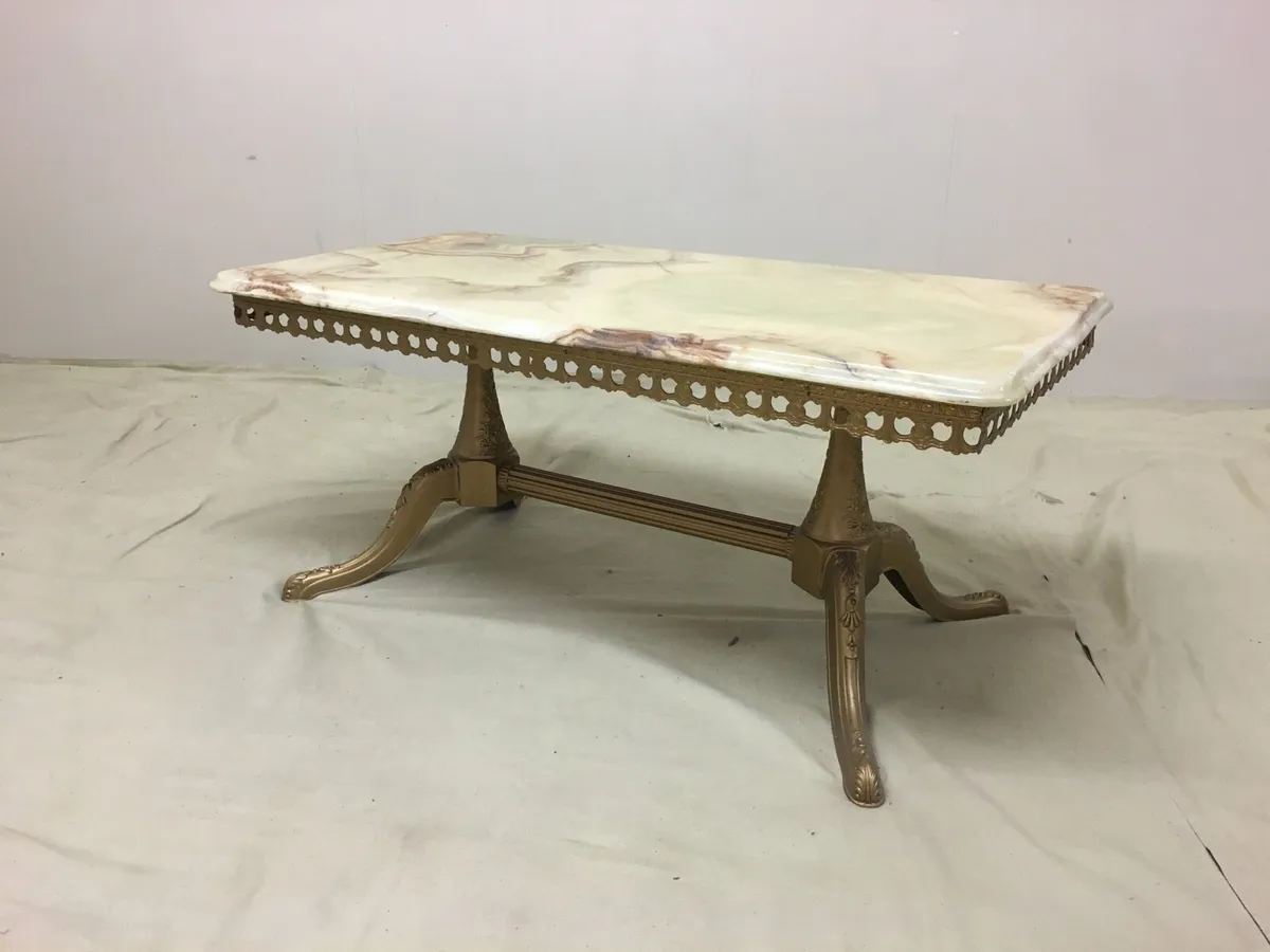 French Brass & Marble Coffee Table - Image 1