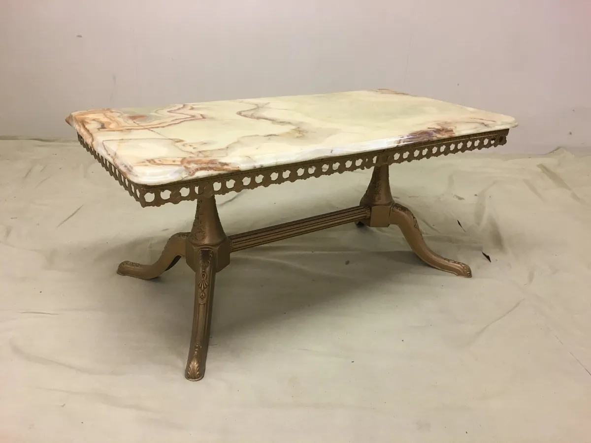 French Brass & Marble Coffee Table - Image 2