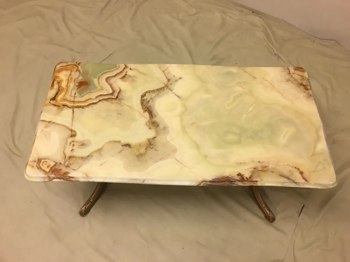 French Brass & Marble Coffee Table - Image 4