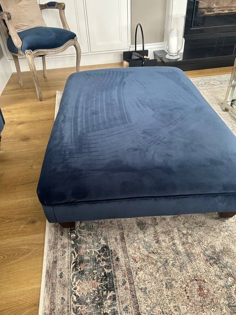 Navy Velvet footstool - Image 2