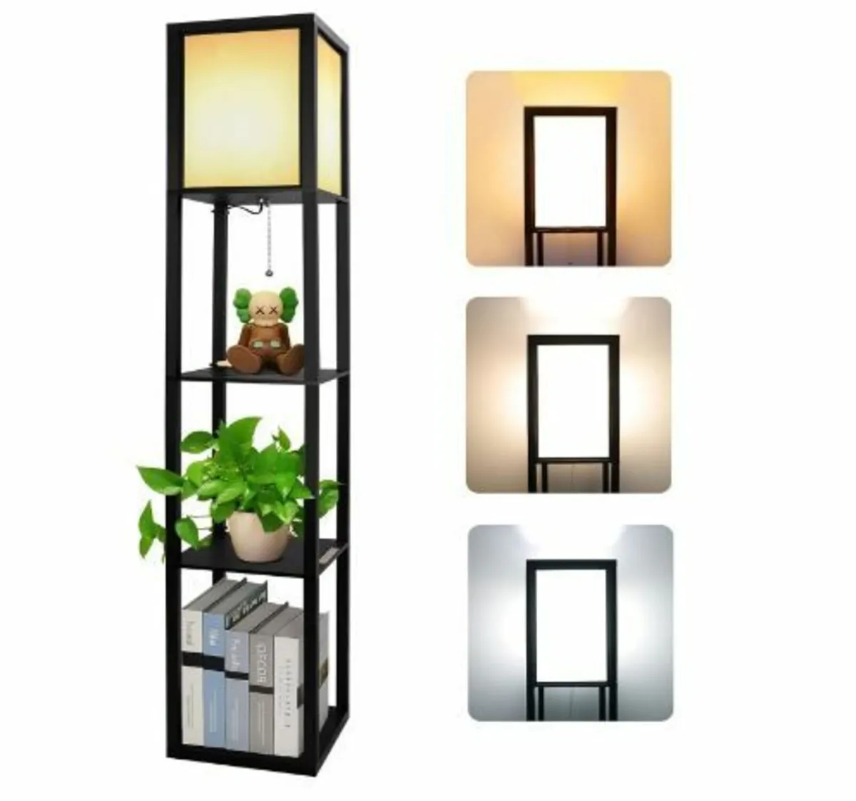 Wooden Floor Lamp with Shelf - Image 1