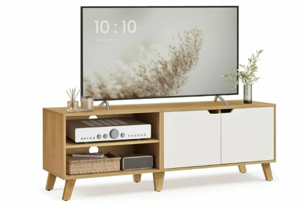 TV Cabinet, TV Stand with 2 Doors, 140 cm Long - Image 1