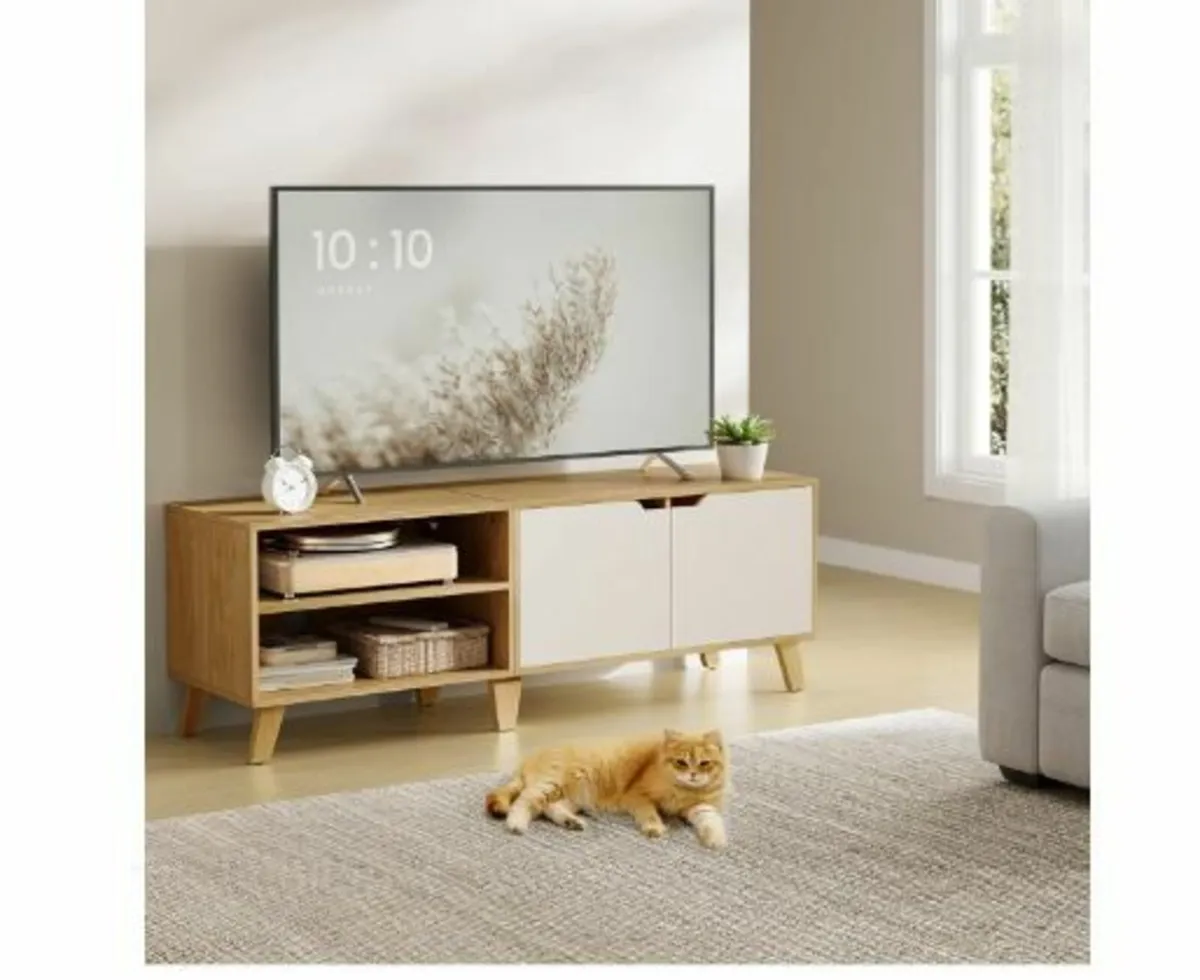 TV Cabinet, TV Stand with 2 Doors, 140 cm Long - Image 2