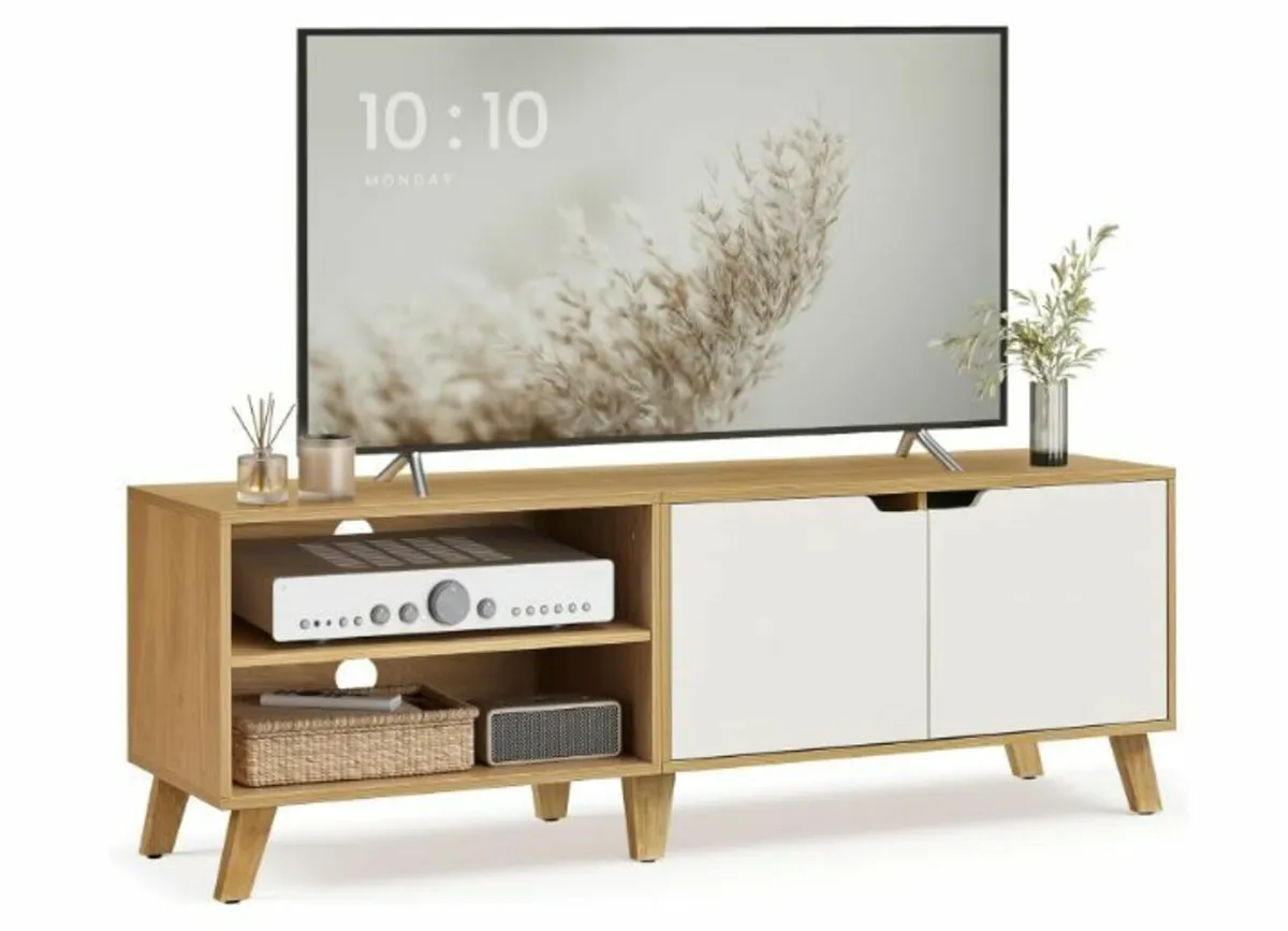TV Cabinet, TV Stand with 2 Doors, 140 cm Long - Image 4