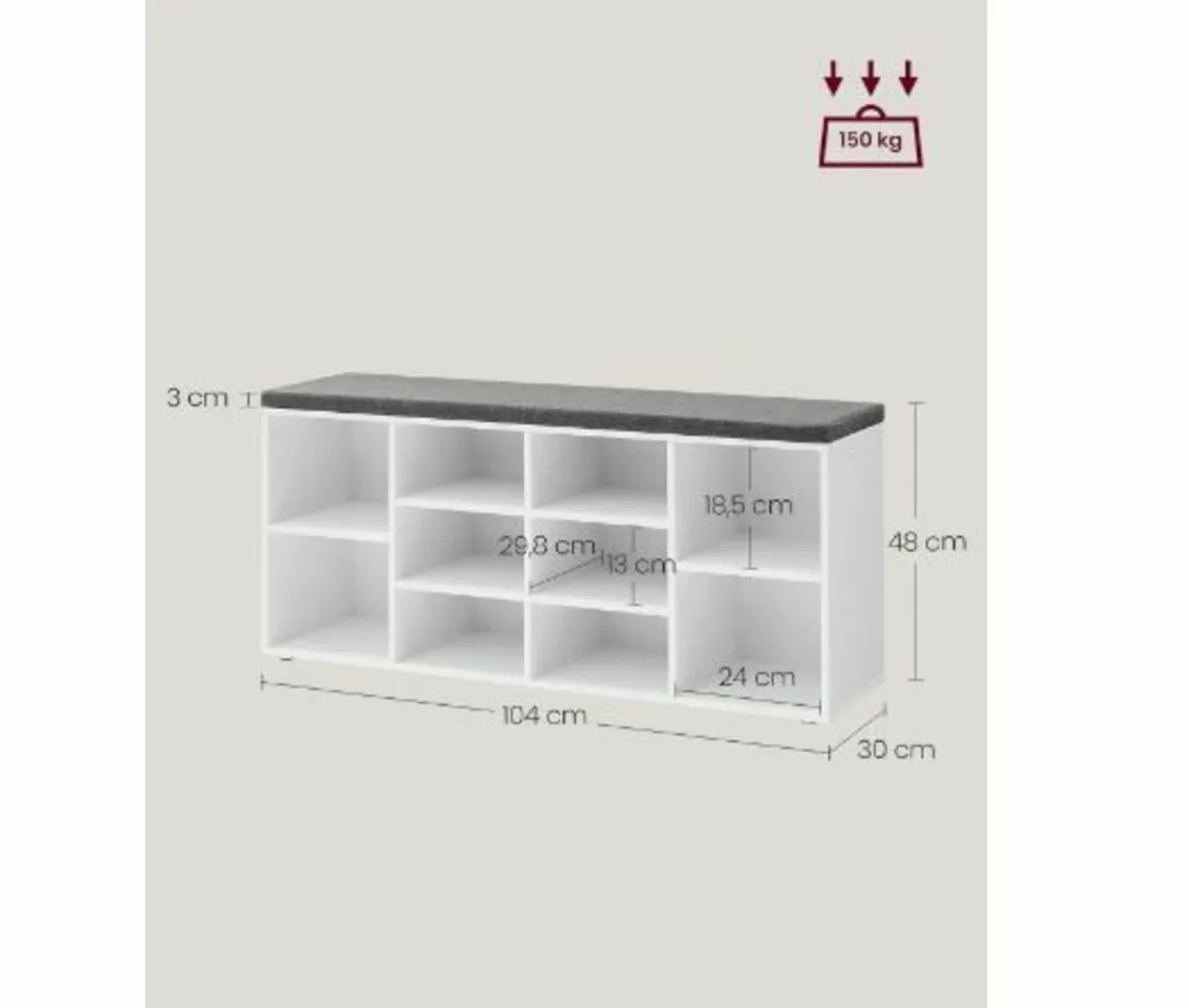 Shoe Bench, Shoe Rack with Seat - Image 3