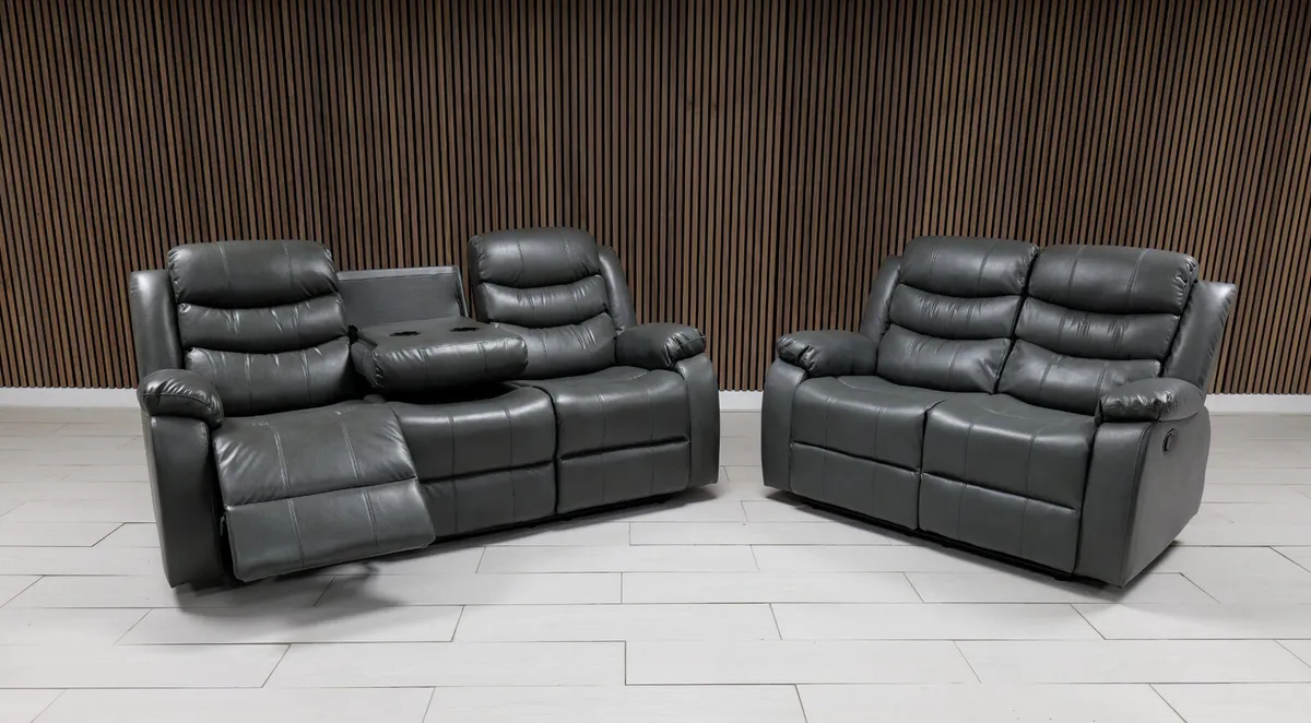 Roma Leather Manual Recliner Sofa - Image 1