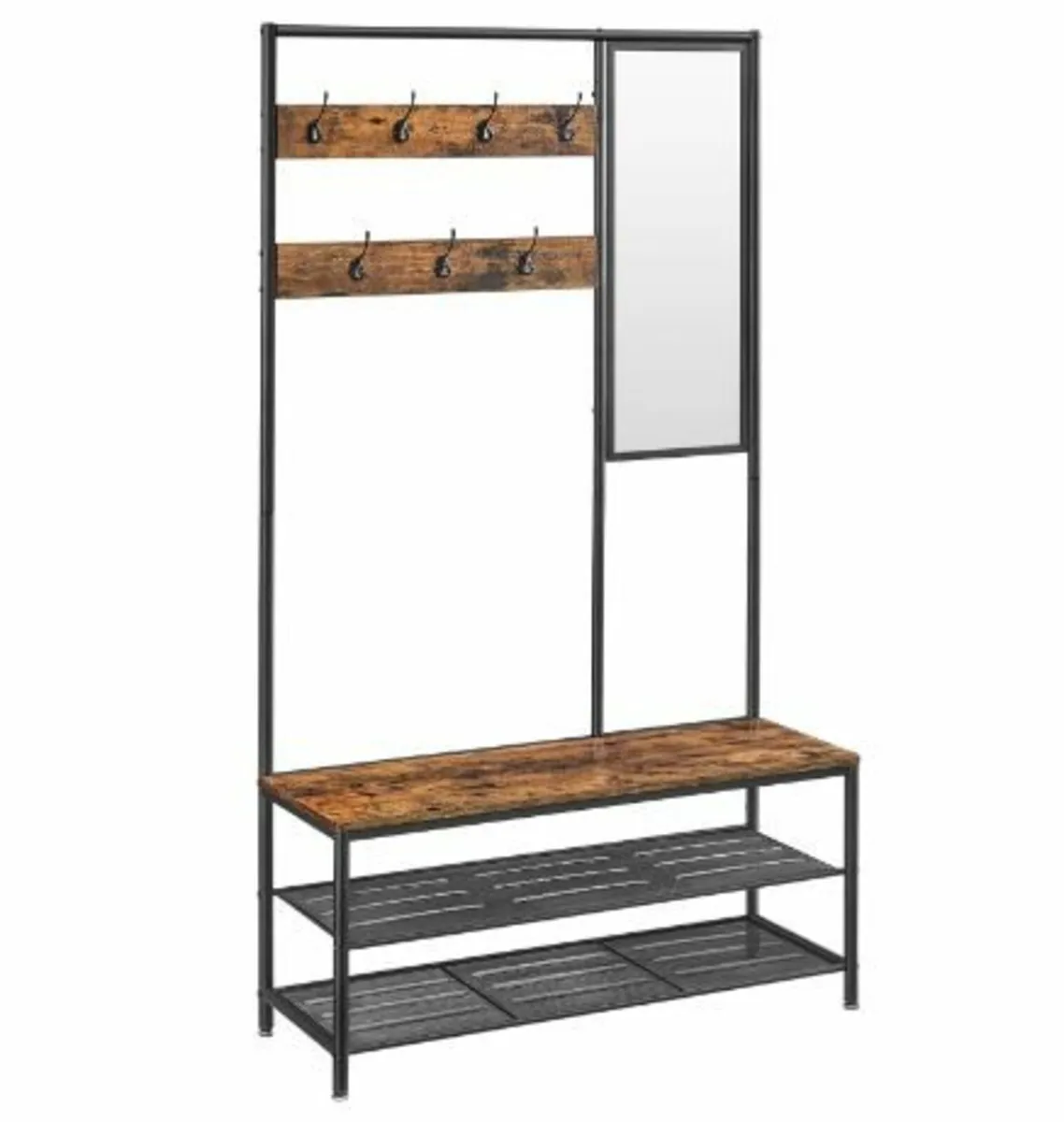 Coat Rack with Hooks Mirror Bench - Image 1