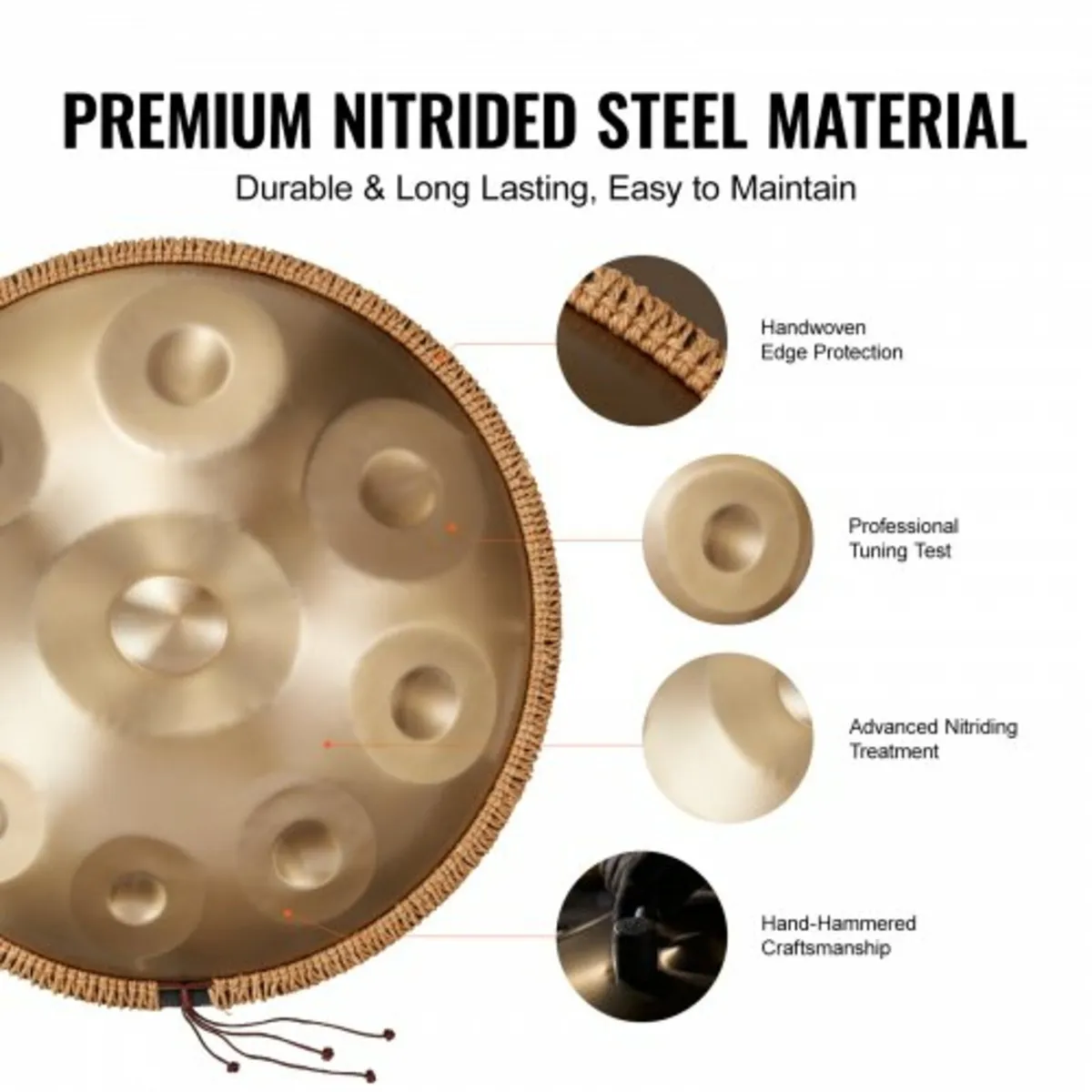 Handpan Drum 22 in 9 Notes D Minor Steel Hand Drum - Image 3
