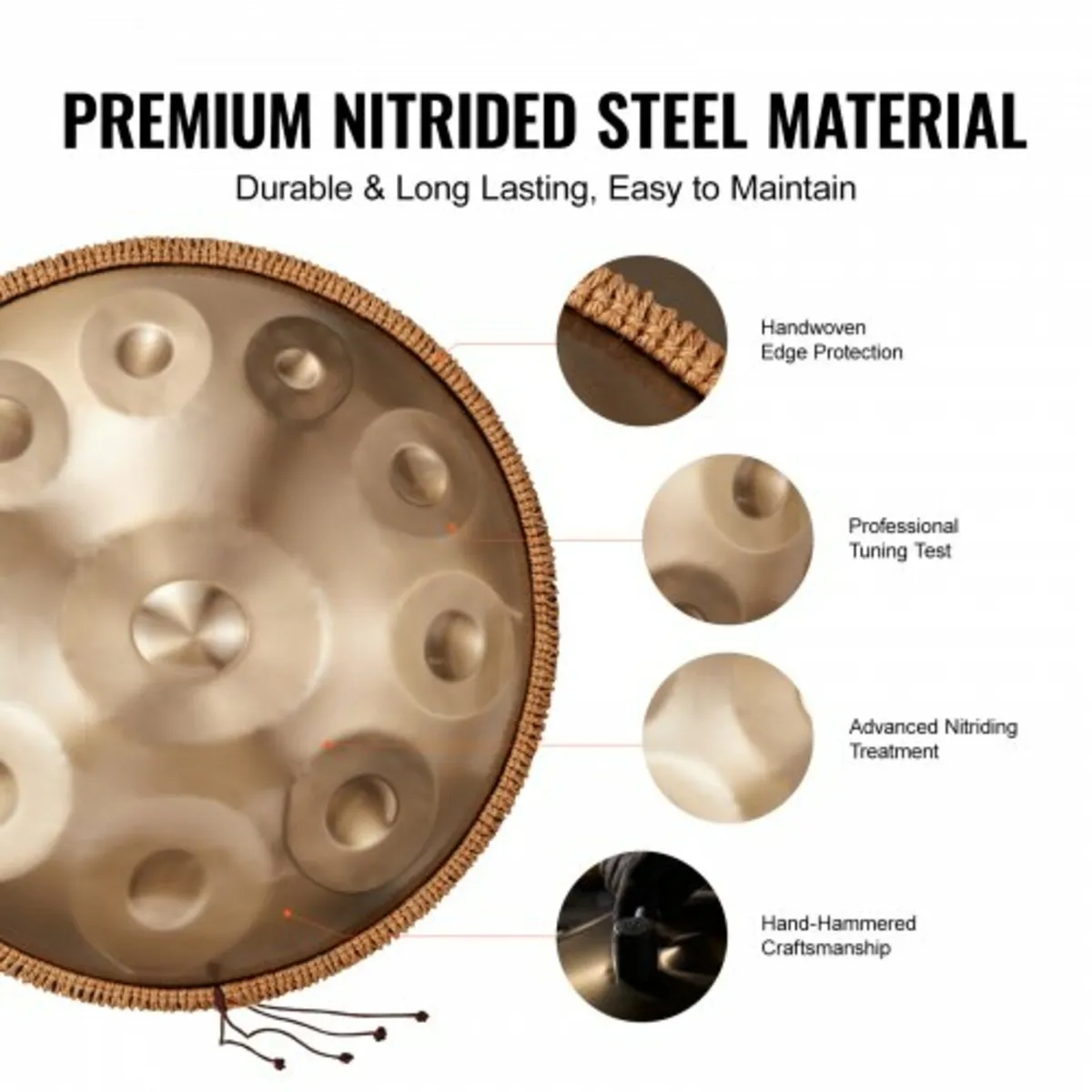 Handpan Drum 22 in 10 Notes D Minor Hand Drum Inst - Image 2