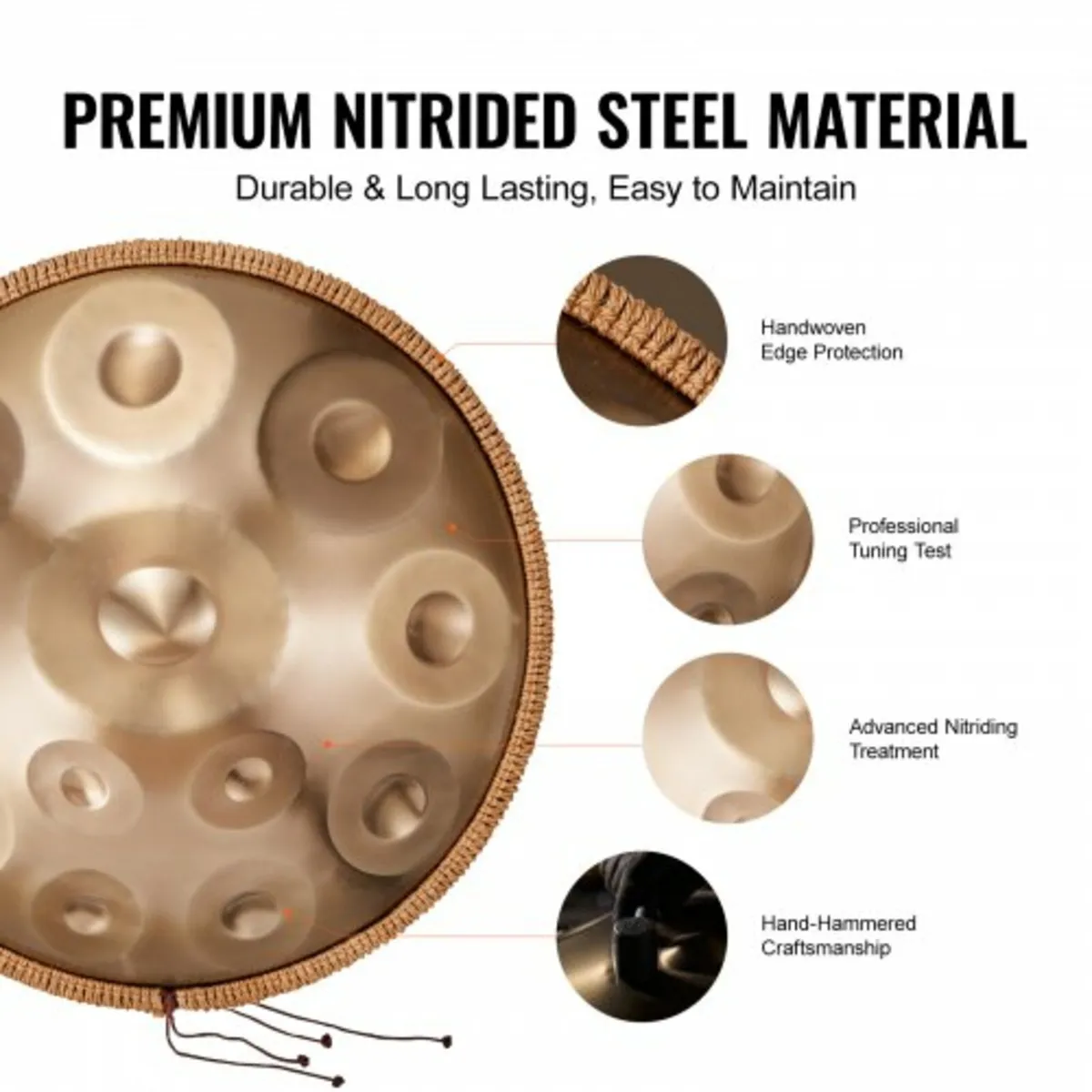 Handpan Drum 22 in 12 Notes D Minor Hand Drum Inst - Image 2