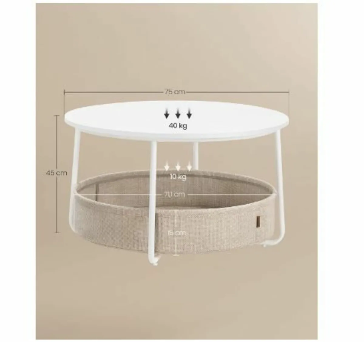 Round Coffee Table with Storage Space - Image 2