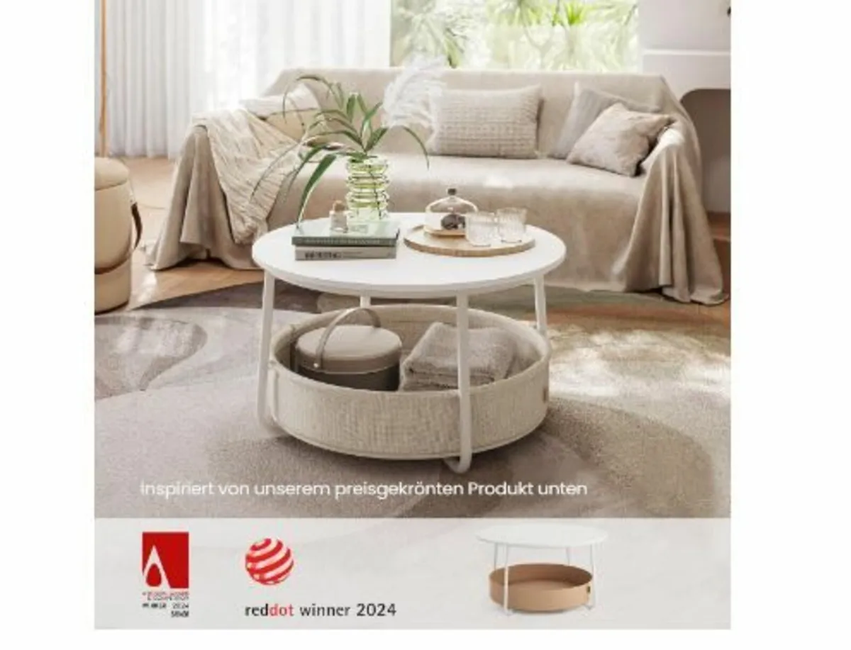 Round Coffee Table with Storage Space - Image 3