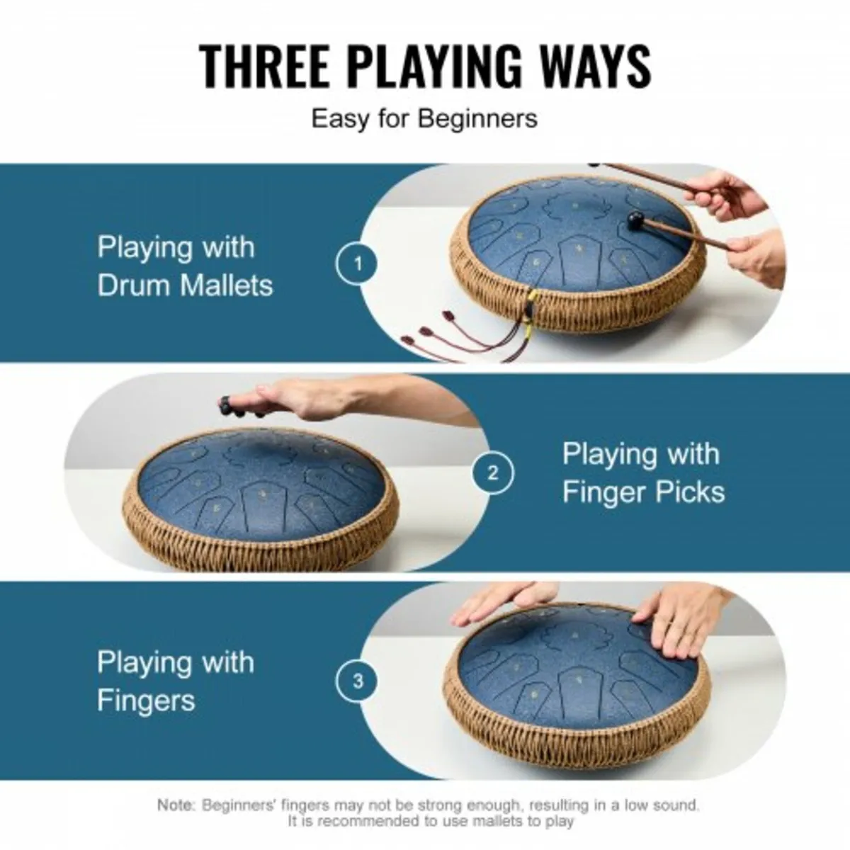 Steel Tongue Drum 14 in 15 Notes Rain Drum for Out - Image 3