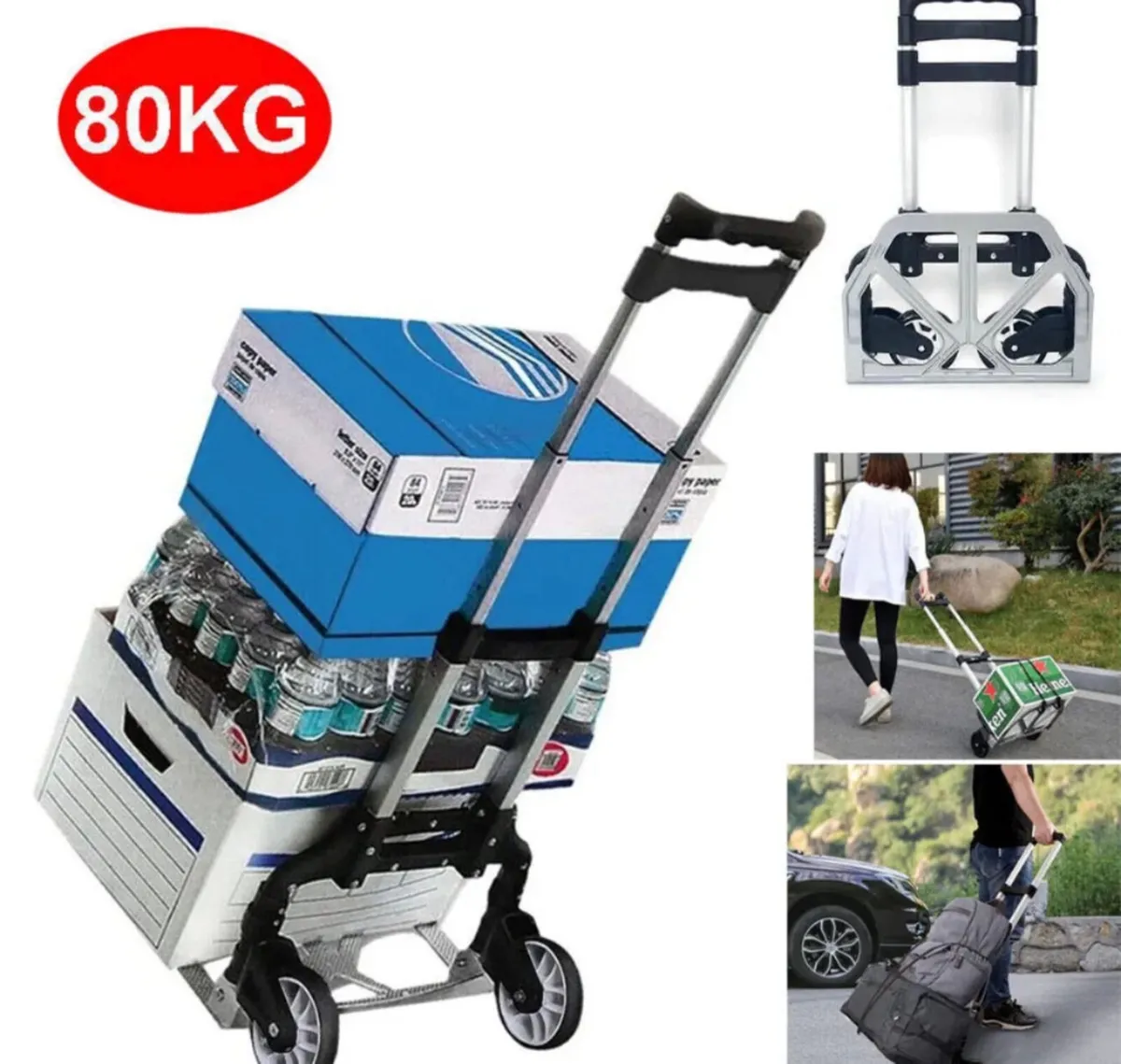 80kg Folding Hand Cart Aluminium Truck Trolley NEW - Image 1