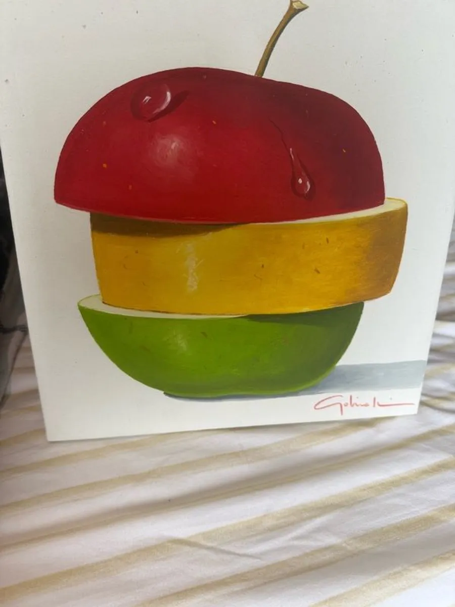 Original Art by Paolo Golinelli  x 4  colourful fun paintings of fruit/veg - Image 3