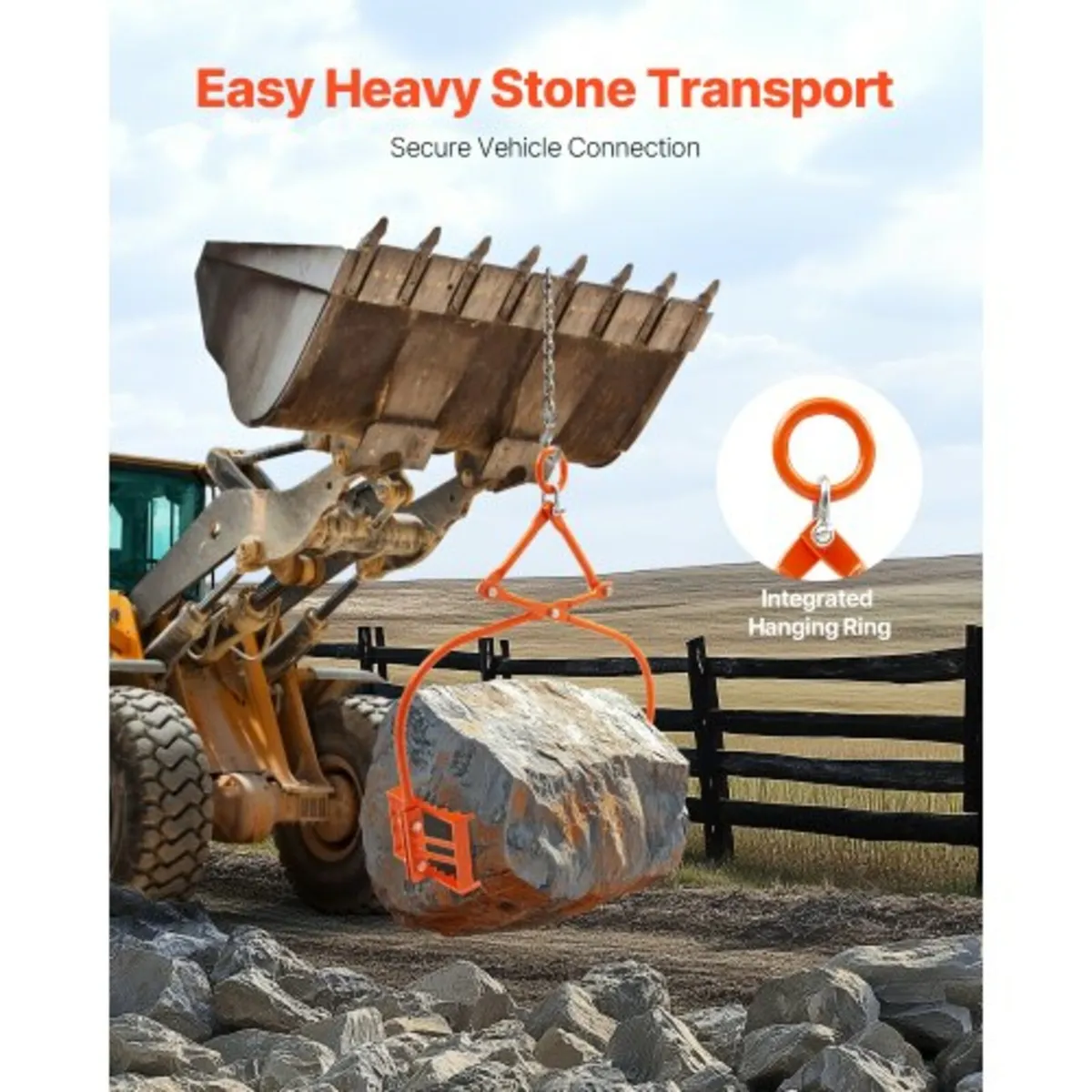 24in Stone Lifting Tongs 2 Claw Steel Rock Tongs S - Image 3