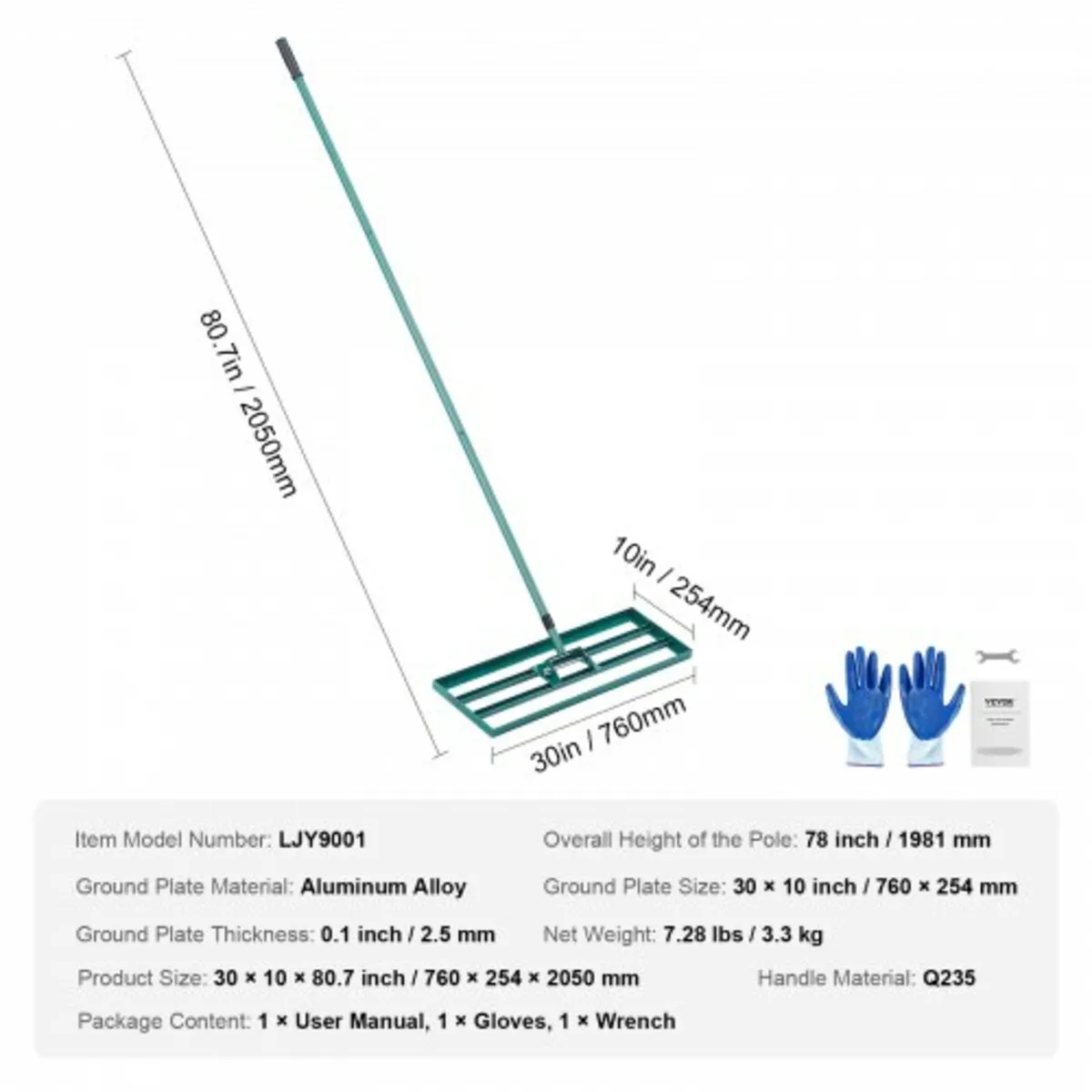Lawn Leveling Rake, 30"x10" Level Lawn Tool, Heavy - Image 2