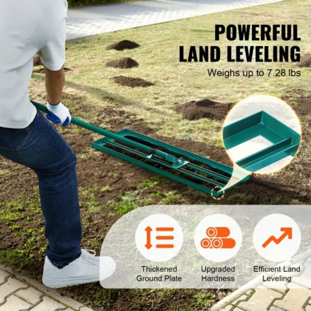 Lawn Leveling Rake, 30"x10" Level Lawn Tool, Heavy - Image 3