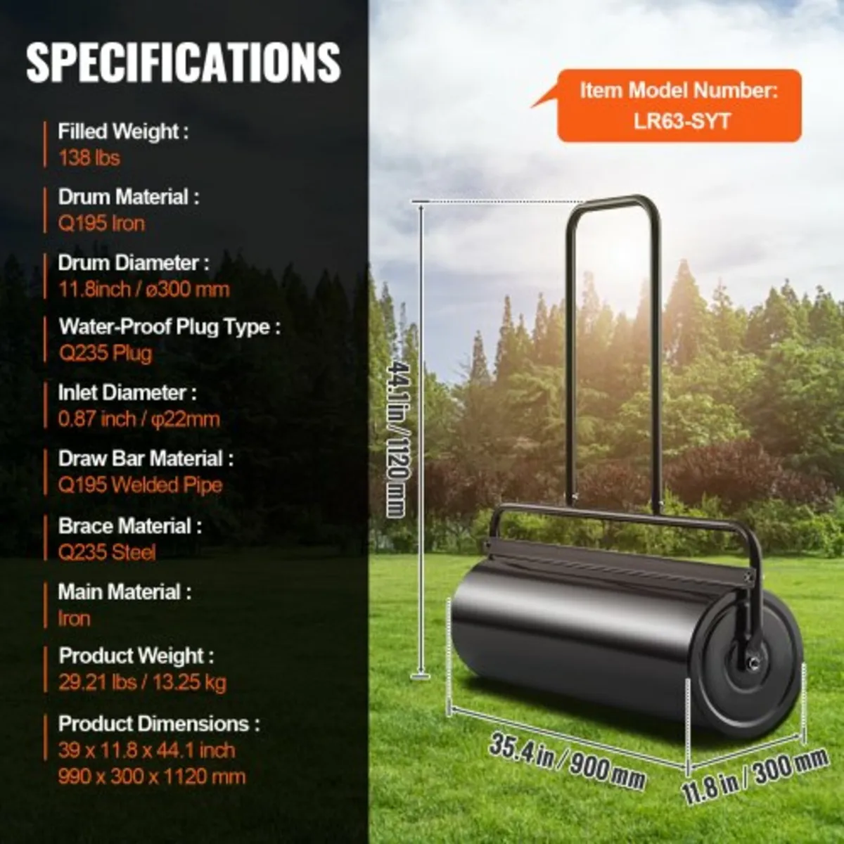 Lawn Roller, 17 Gallon Sand/Water Filled Yard Roll - Image 2
