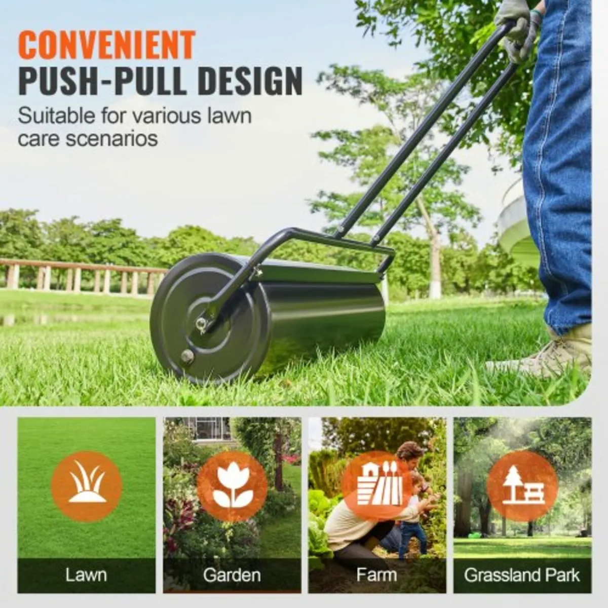 Lawn Roller, 17 Gallon Sand/Water Filled Yard Roll - Image 4