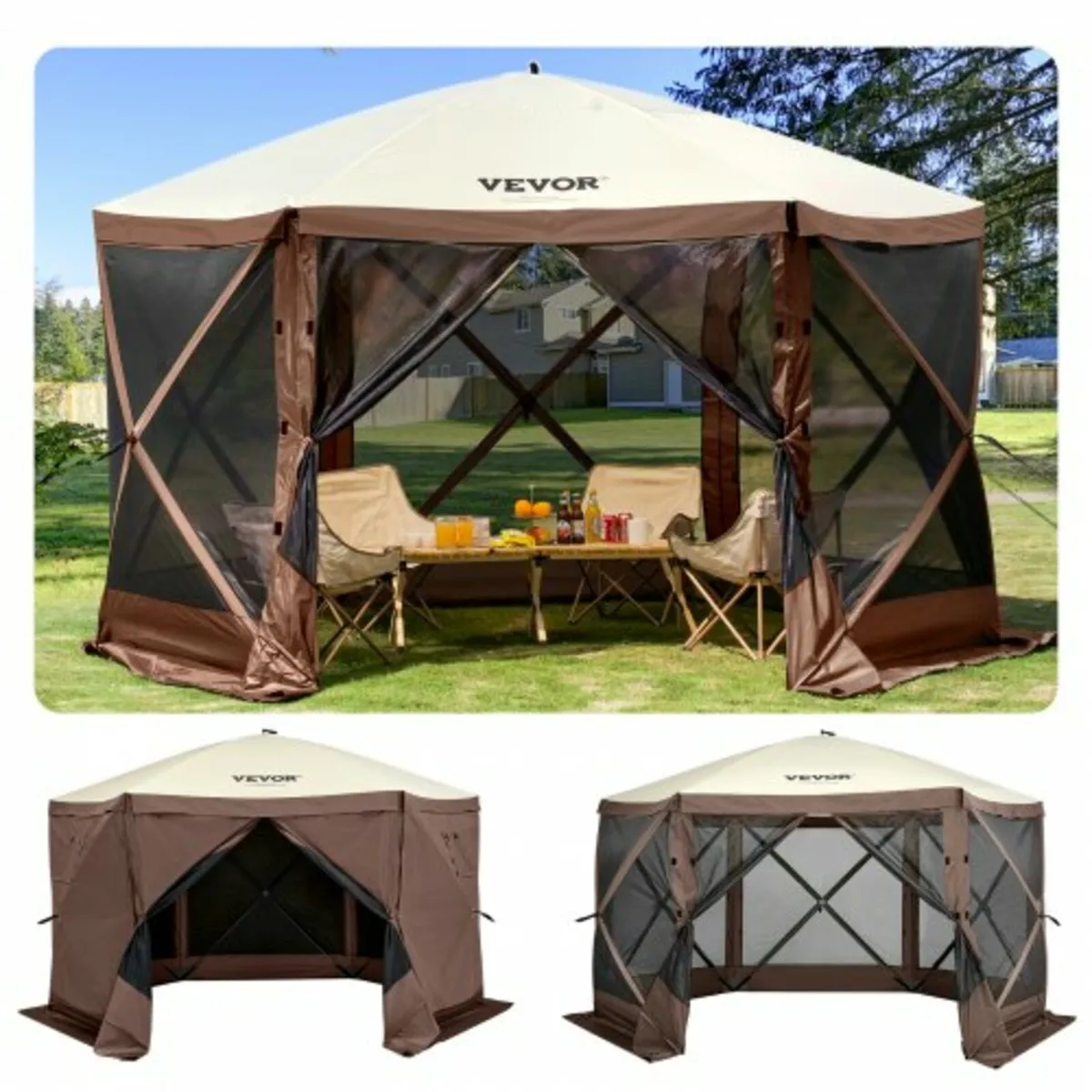 Pop-up Camping Gazebo Camping Canopy Shelter 6 Sid - Image 1