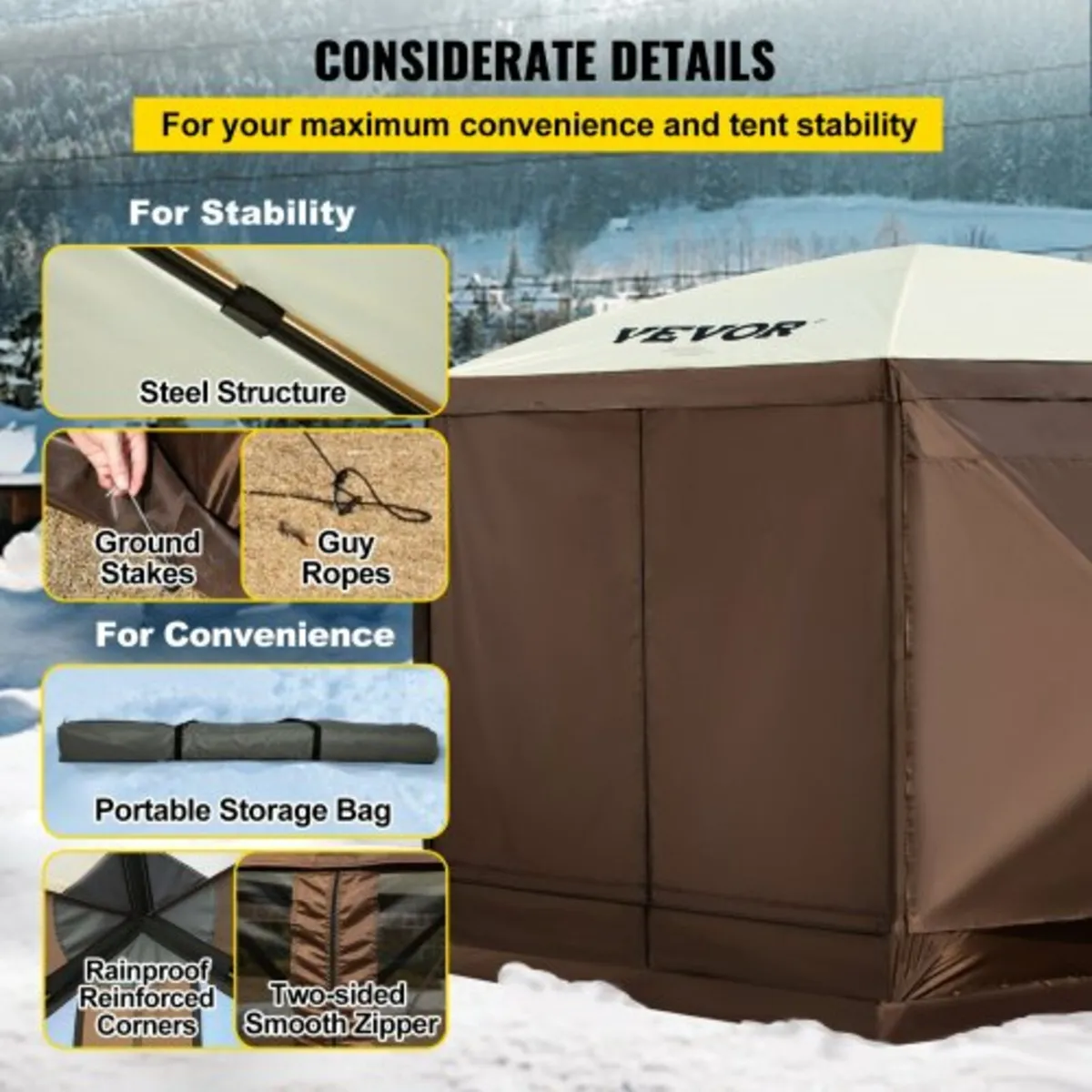 Pop-up Camping Gazebo Camping Canopy Shelter 6 Sid - Image 4