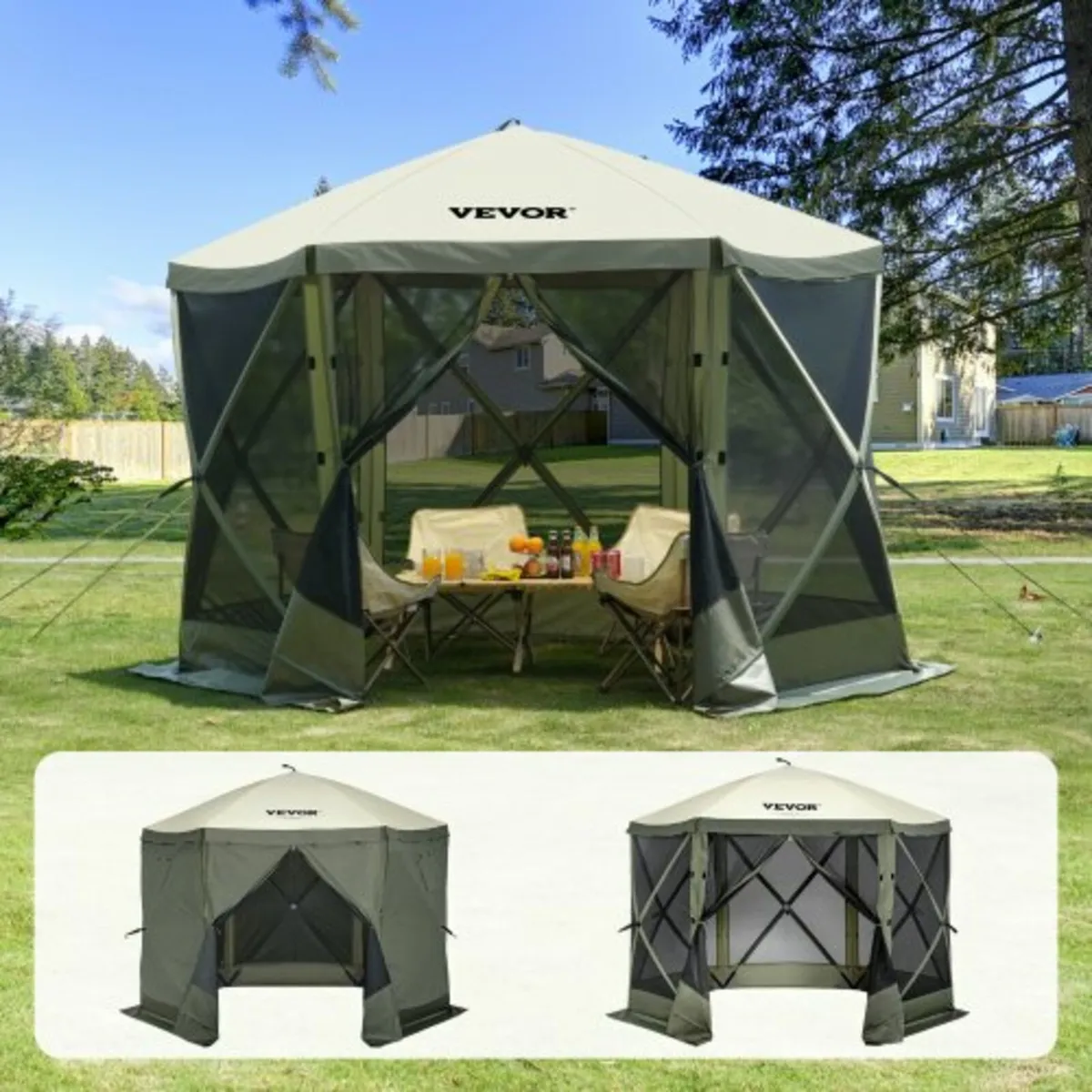 Pop Up Gazebo Tent Pop-Up Screen Tent 6 Sided Cano - Image 1