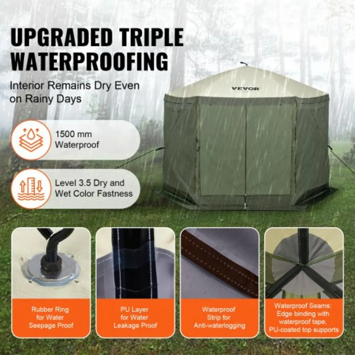 Pop Up Gazebo Tent Pop-Up Screen Tent 6 Sided Cano - Image 3