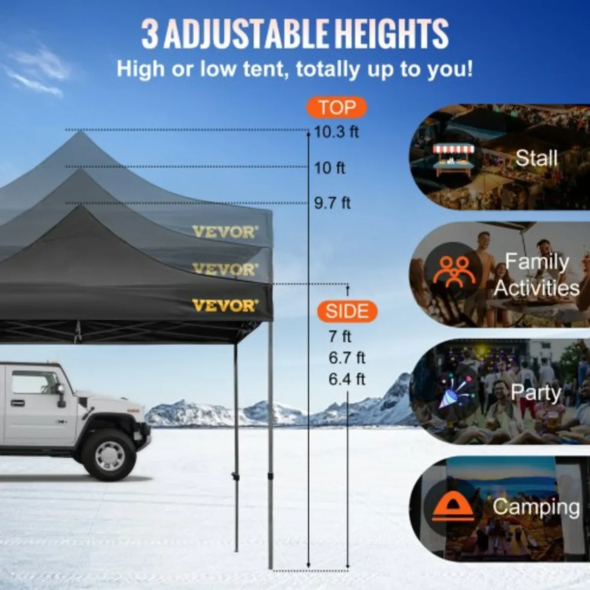 10 x 10 FT Pop Up Canopy Tent, Outdoor Patio Gazeb - Image 4