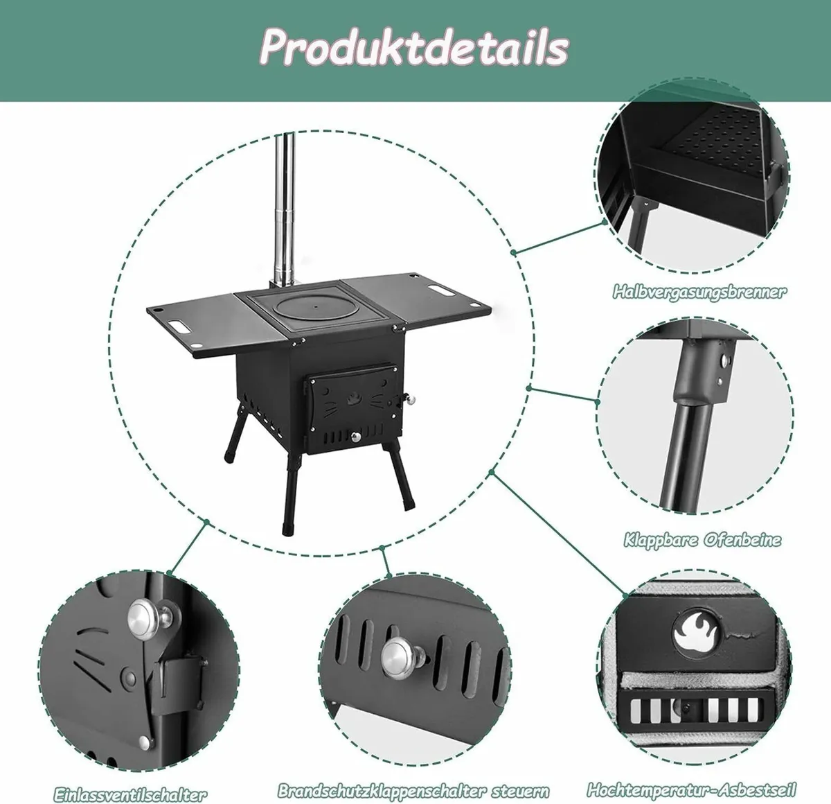 Cast Iron Portable Wood Stove – Outdoor Camping - Image 4