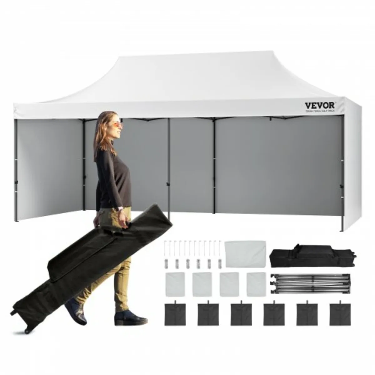 Pop Up Canopy Tent Outdoor Gazebo Tent 10x20FT wit - Image 1