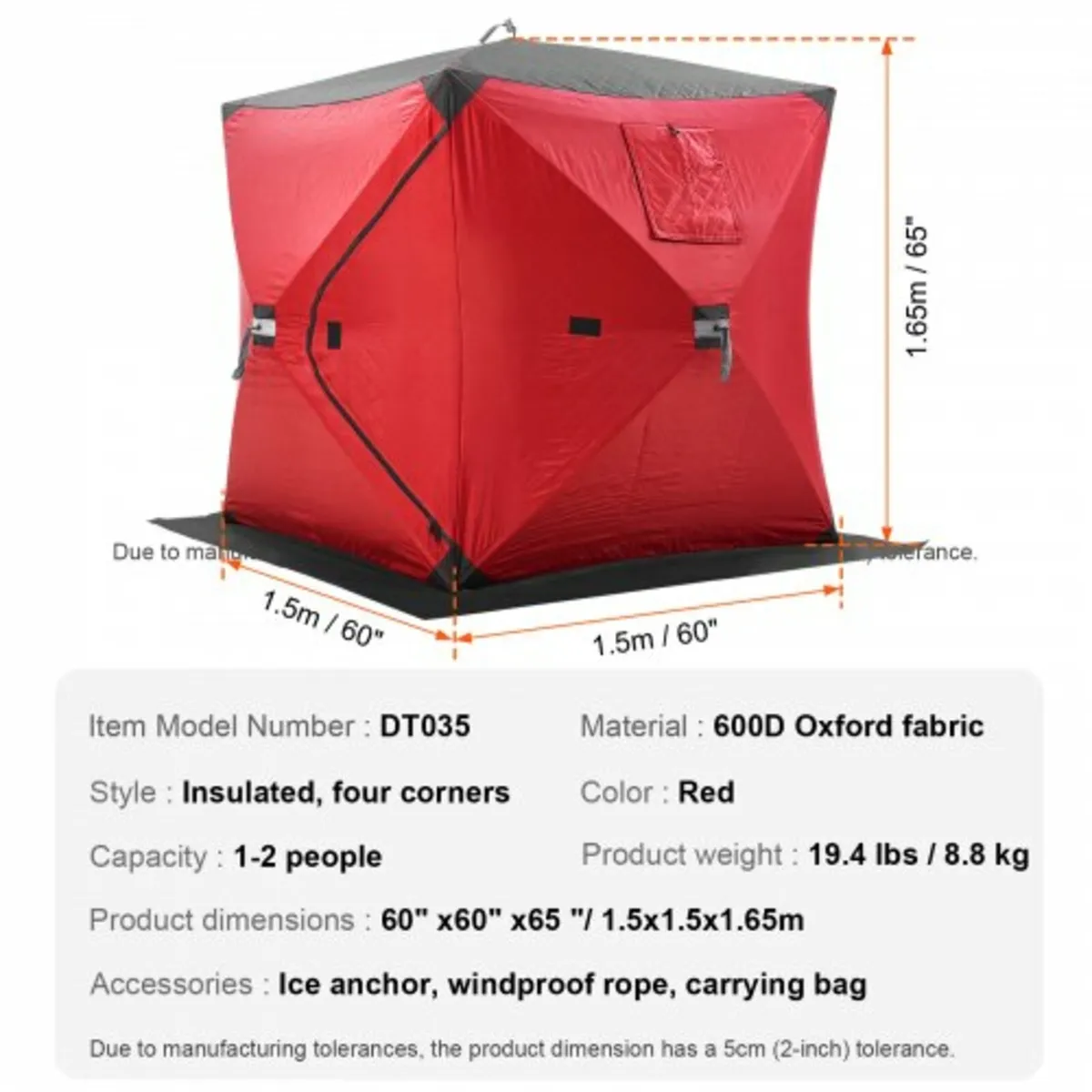 1-2 Person Ourdoor Portable Ice Shelter Pop-Up Ice - Image 2