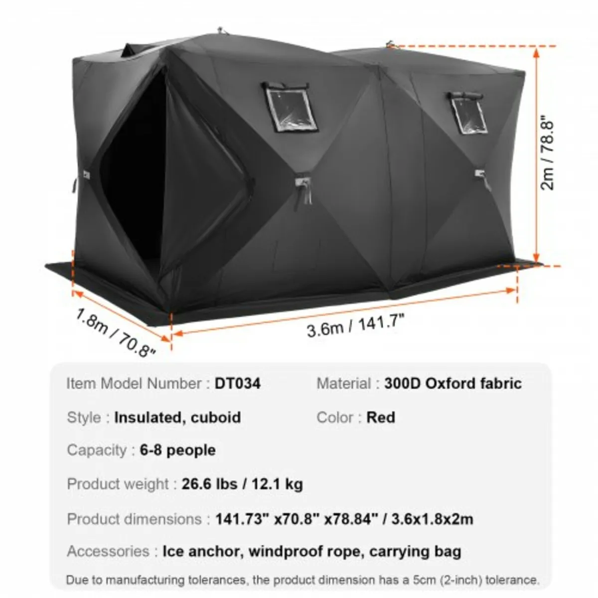 6-8 Person Ourdoor Portable Ice Shelter Pop-Up Ice - Image 2