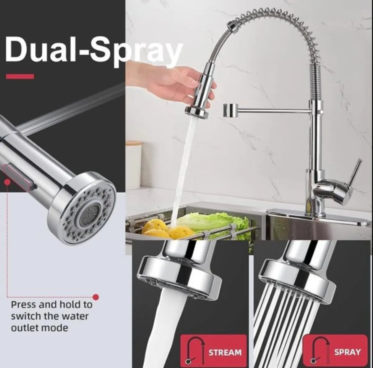 Stainless steel modern tap mixer various modes - Image 2