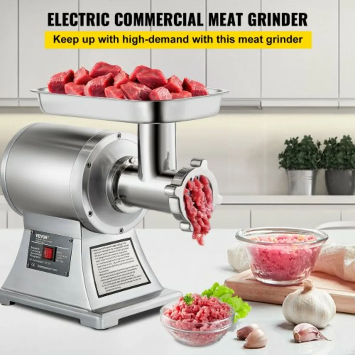 8500W Commercial Stainless Steel 450lbs Meat Grind - Image 2
