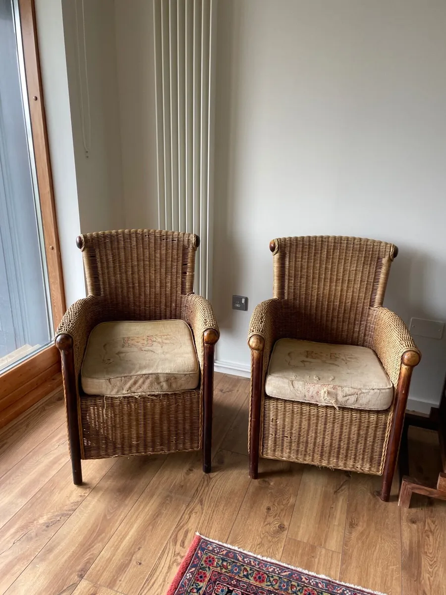 2 wicker armchairs